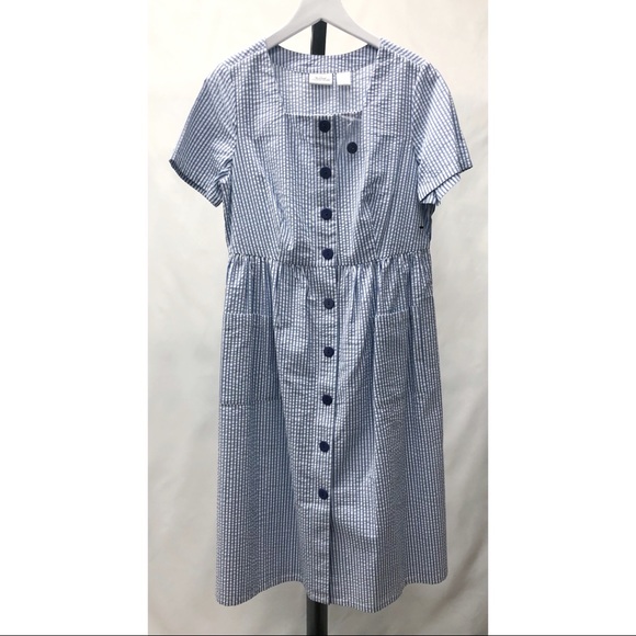 The Vermont Country Store Blue Seersucker Dress - Picture 7 of 11